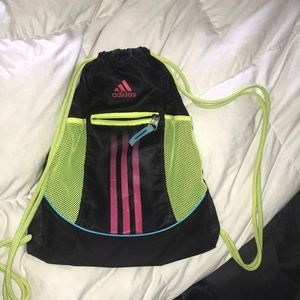 Neon adidas drawstring bag